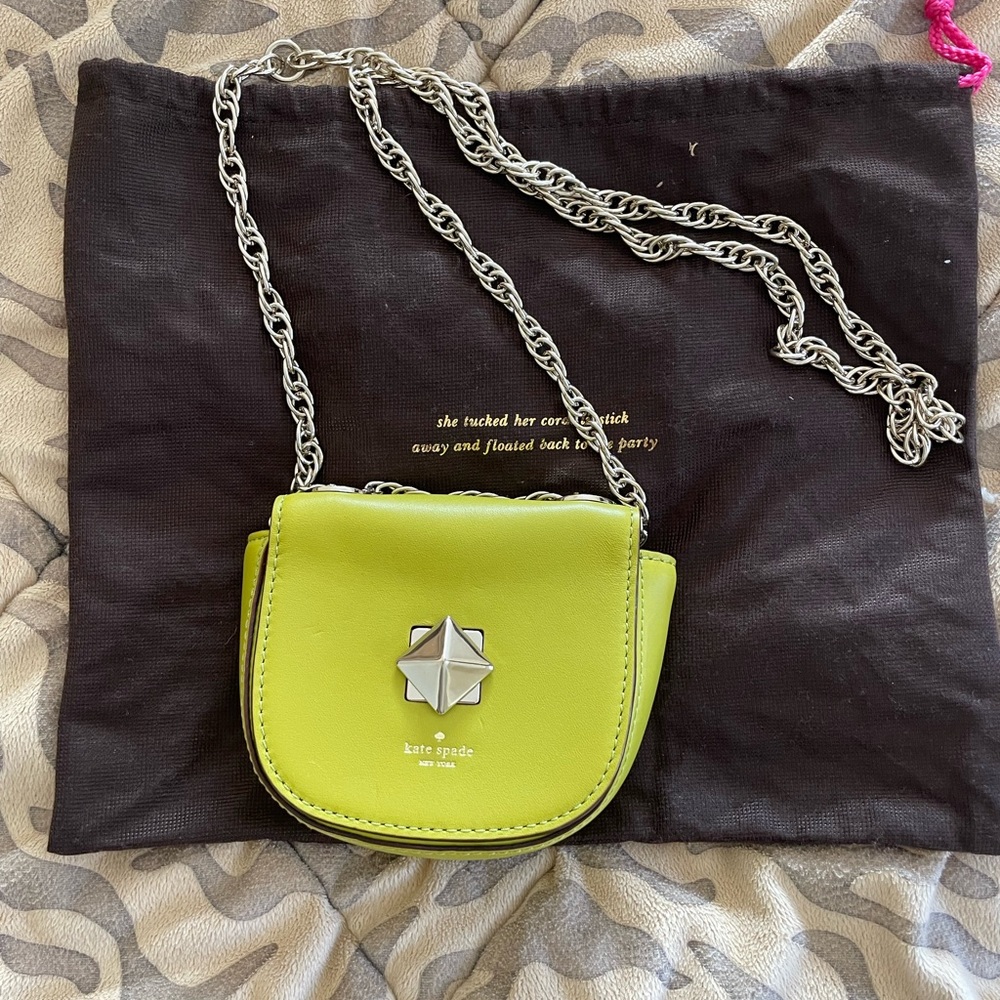 Kate Spade mini flip bag in beautiful lime color